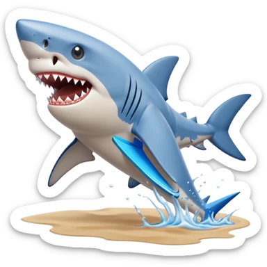 A Shark with  blue nike sneakers in the shore  sticker