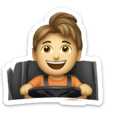 a happy person driving enormous tractor sticker