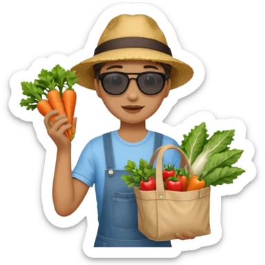 Shopper with veggie tote,Farmers’ Market sticker
