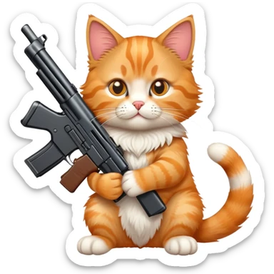 A cat with gun in paws sticker