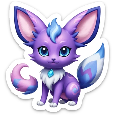 Shiny Exotic Cute Adorable Majestic Espeon-Delcatty-Meowstic-Hybrid-Creature with pattern-markings sticker