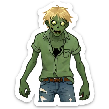 Boy zombie with blonde hair sticker