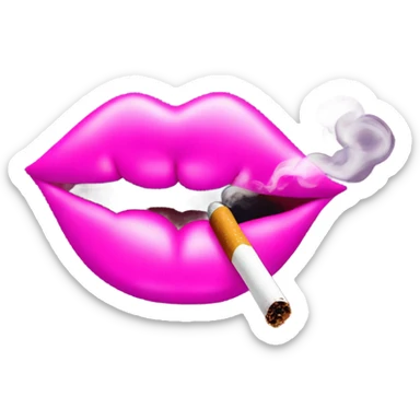 Neon pink lips are blowing smoke, and a cigarette is in her mouth sticker