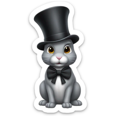 grey rabbit in top hat weared as a bad ass sticker