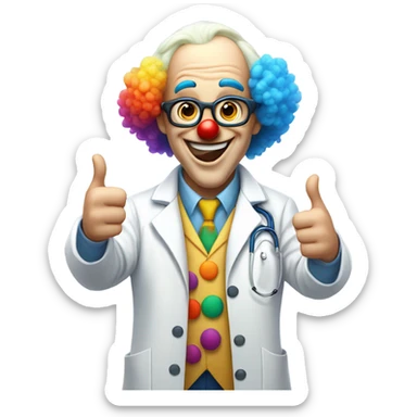 Funny doctor clown thumbs up sticker