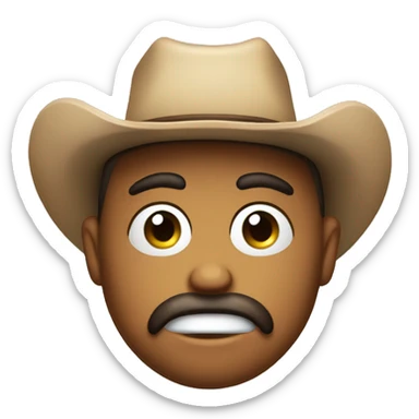 Sultry cowboy emoji circle face with squiggly mouth sticker