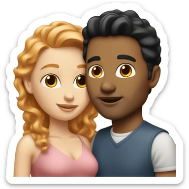 white man with black hair kissing woman with strawberry blonde hair sticker