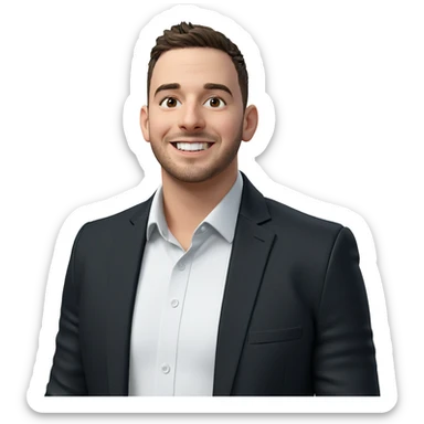 smiling boy in black jacket sticker