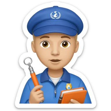 génère moi un émoji d'un coach avec un cahier dans la main un sifflet et une casquette sticker