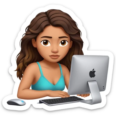 disney moana working with pc very tired sticker
