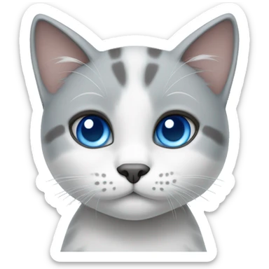 Gray and white cat with blue eyes sticker