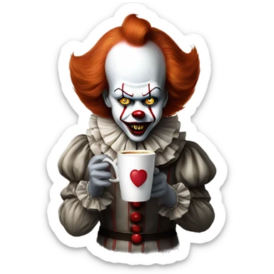 Pennywise drinking coffee sticker