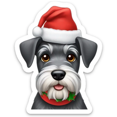 Schnauzer dog with christmas hat sticker