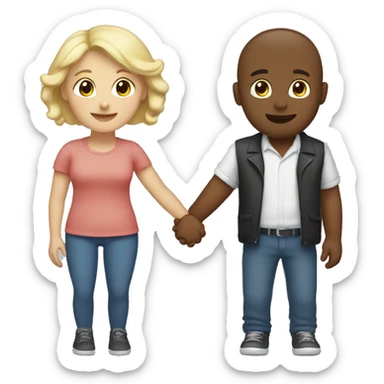 Cute white couple holding hands  sticker