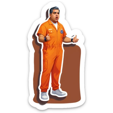 Make congressman Robert Garcia cuffed in an orange jumpsuit looking mad that he got caught sticker