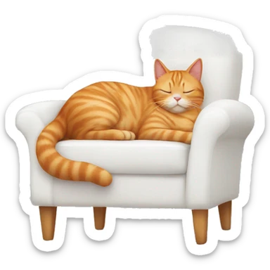 ginger cat sitting on a white comfy chair sleeping sticker