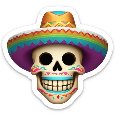 Laughing skull in sombrero  sticker