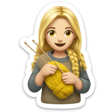 Blond Girl knitting sticker