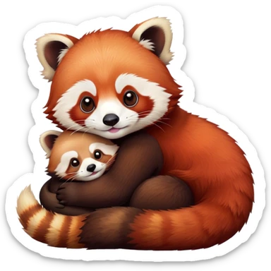 Make the red panda hug an otter, like the animal otter sticker