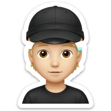 Ragazzo biondo con cappello nero con visiera sticker