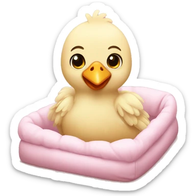 baby chicken laying in a bed sticker