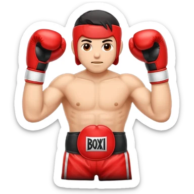 Gota de sangre con cara de enfado y unos guantes de boxeo, que tenga brazos y piernas musculados sticker