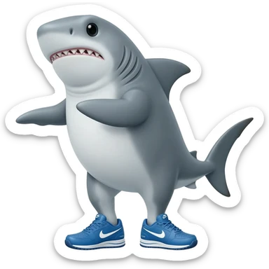 fait moi un requin qui a deux patte ou dessu il a des chausure nike bleu et a la nagoire aussi il as les nike bleu sticker