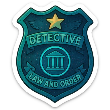 a detective badge, law and order. cyberpunk futuristic sticker