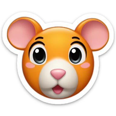 Mouse head iphone 16 emoji and human baby head iphone 16 emoji inside orange heart iphone 16 emoji sticker
