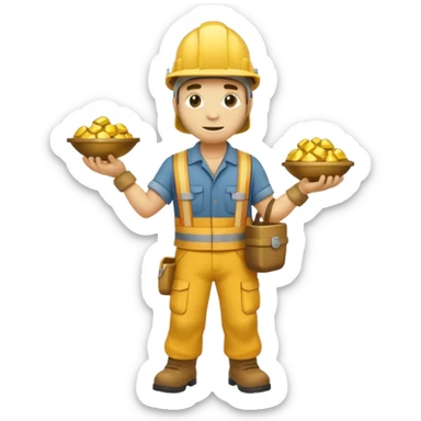 full body reptilian gold mining worker carrying a gold nugget sticker