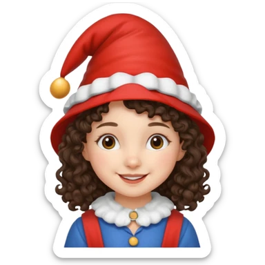 brunette little curly girl garden gnome sticker