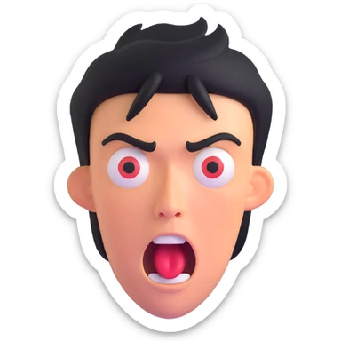 shocked face with exaggerated expression, 'what the freak' reaction sticker