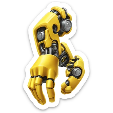 Flexing yellow mechanical cyborg bicep and arm sticker