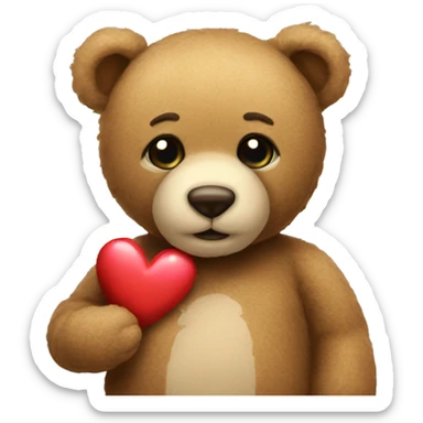 teddy with heart sticker