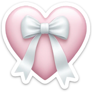 Pastel pink heart with white bow sticker