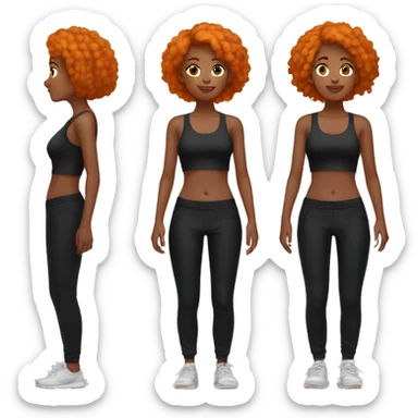 girl with orange hair wearing black oversized pants and backless sport top sticker