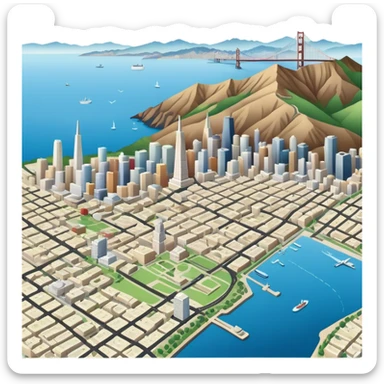 Make an outline of the city of san fransico on a map  sticker