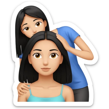 Niña de pelo lacio negro siendo masajeada  sticker