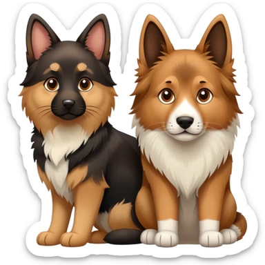 German shepherd and Norwegian forest cat  sticker
