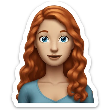 Redhead woman  with long hair blue eyes freckles sticker