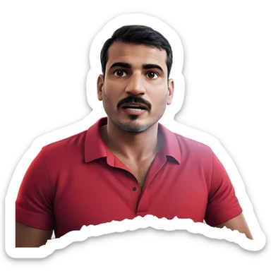 male portrait in red shirt sticker