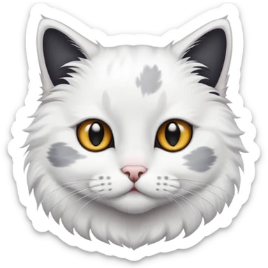 white cat with black tail and grey spots on his face  sticker