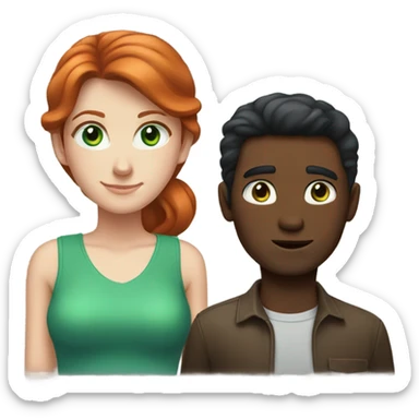 Red hair girl with green eyes girlfriend with dark brown hair man with blue eyes boyfriend sticker