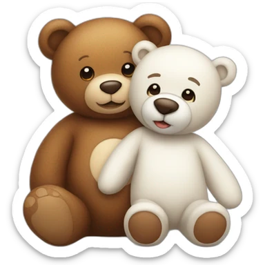 brown teddy bear and white teddy bear in love sticker