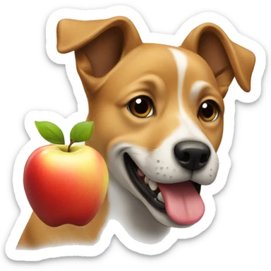 Dog with an apple in its mouth sticker
