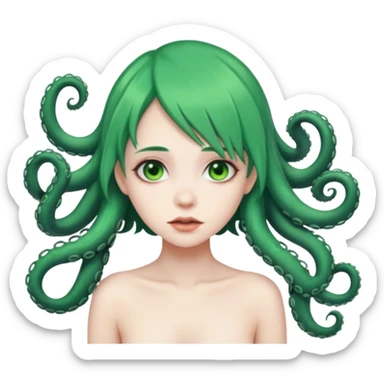 nude girl with green hair double penetrated from tentacles sticker
