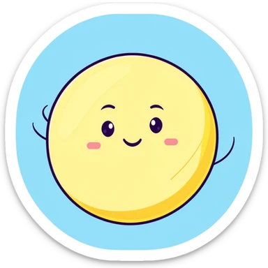 Venus planet with yellowish cloudy atmosphere and a cute happy smiling face sticker