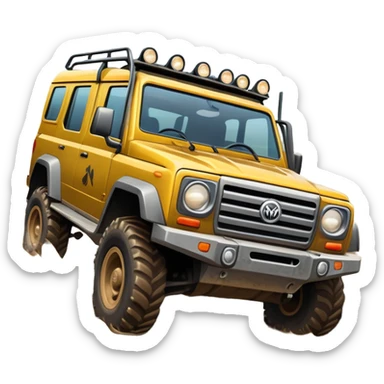 An icon showing an off-road vehicle driving through muddy terrain, inspired by Expeditions: A MudRunner Game. The design features splashing mud, rugged tracks, and dynamic movement, symbolizing the challenge of navigating tough landscapes. Transparent background sticker