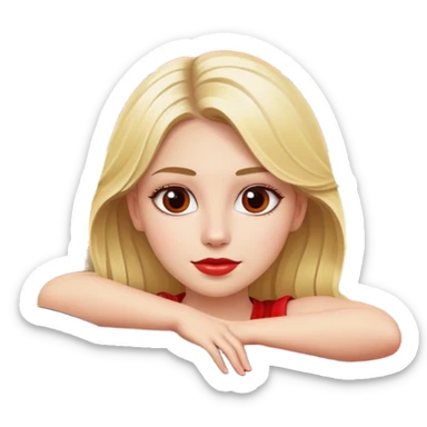 blonde beauty girl on red merce sticker