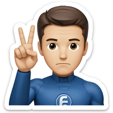Reed Richard’s from the Fantastic 4 holding up 4 fingers thumb down out in front of himself  sticker